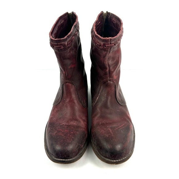 Free People Faryl Robin Dakota Ankle Boot 10 Oxblood Distressed Leather Zip Up - Picture 3 of 9